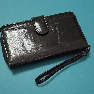 Black Leather Phone Wallet Case